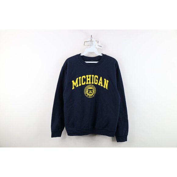 Vtg 90s Womens Small Faded Spell Out University of Michigan Crewneck Sweatshirt - Picture 1 of 13